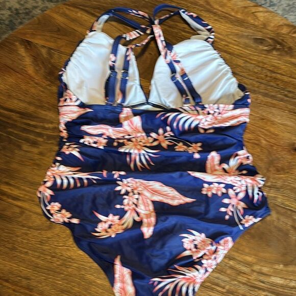 You Di An Blue Floral One Piece Swimsuit XL - Picture 3 of 6